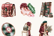 Dark Academia Watercolor Clipart, a Person Illustration by BusyDaydesign (Thumbnail 5 of 9)