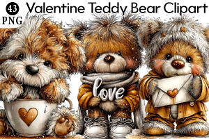 Valentine Teddy Bear Clipart, an Illustration by Daily.Designs