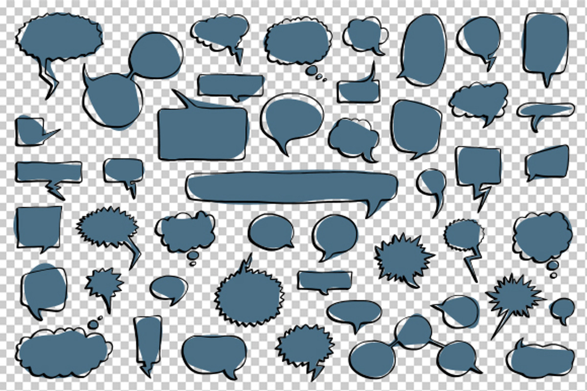 46 Hand Drawn Speech Bubbles Pack, an Illustration by Mantas Bac (Photo 5 of 5)