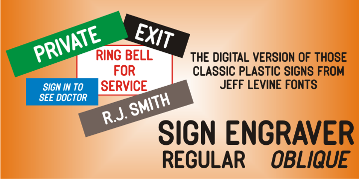 Sign Engraver, a Sans Serif Font by Jeff Levine Fonts