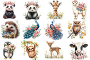 Floral Animals Clipart, an Illustration by Designworld (Thumbnail 3 of 6)