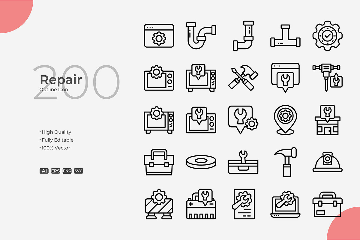 Repair Outline Icons, an Outline Icon by Bloodline