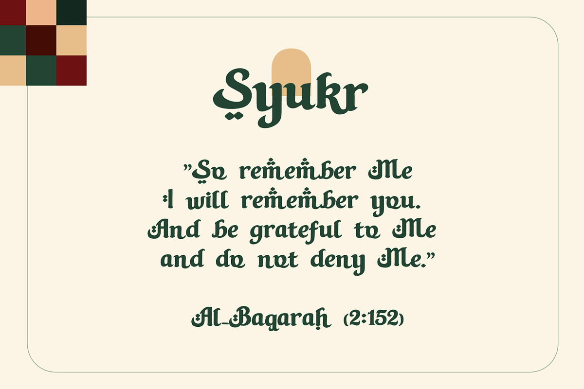 Syukr – Elegant Islamic Display Font, a Serif Font by delipensil (Photo 2 of 9)