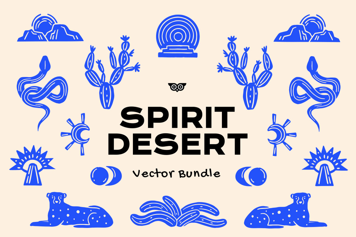 Spirit Desert Linocut Vector Bundle, an Animal Illustration by ClayStudio