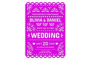 Wedding Invitation Papel Picado