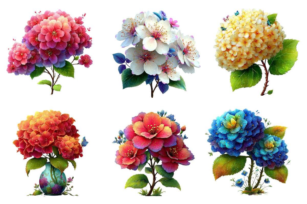 Spring Blooming Hydrangea Clipart, an Illustration by Dream Creation (Photo 5 of 7)
