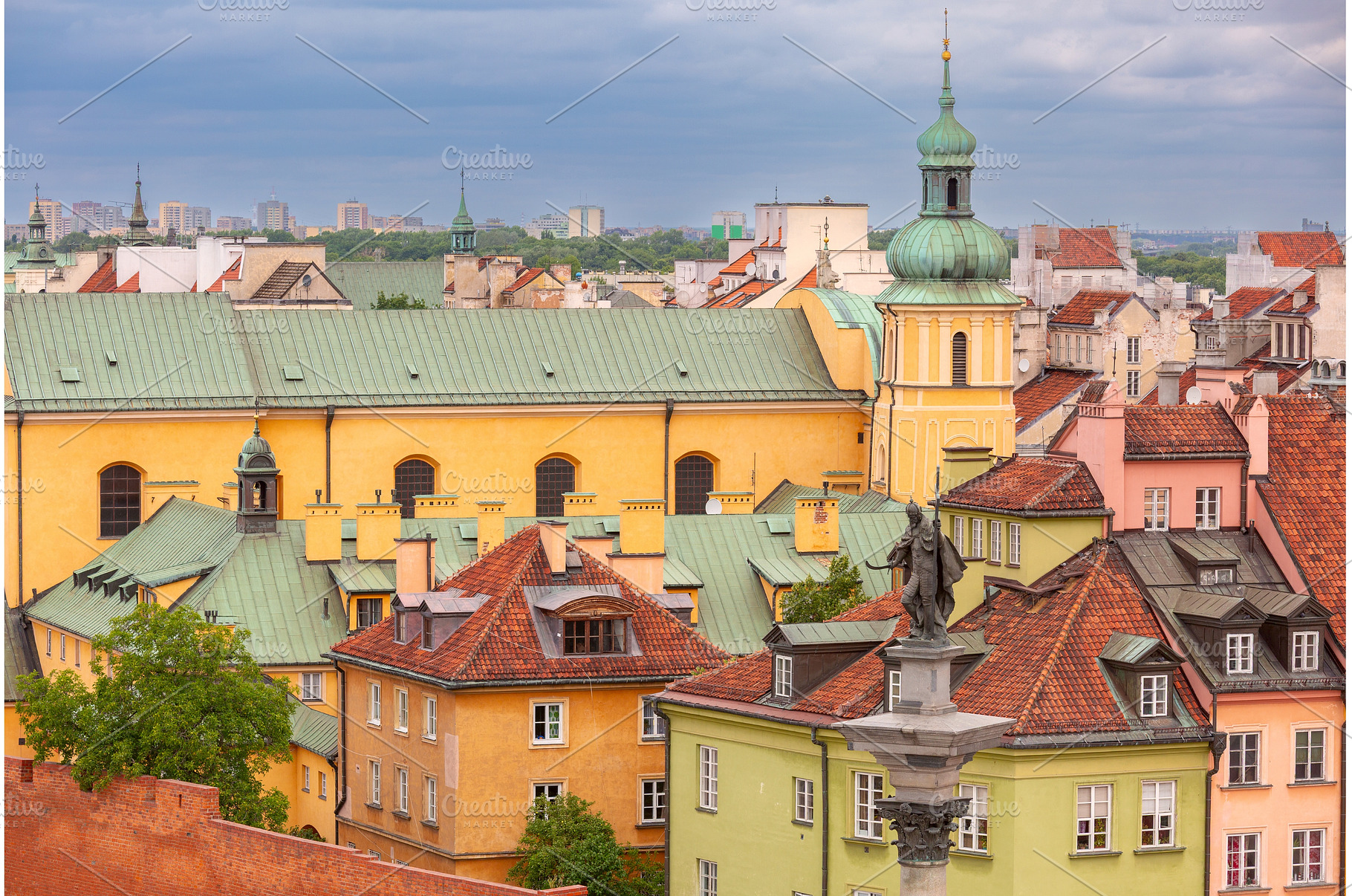 Sigismund Column and Old Town, an Architecture Photo by kavalenkava