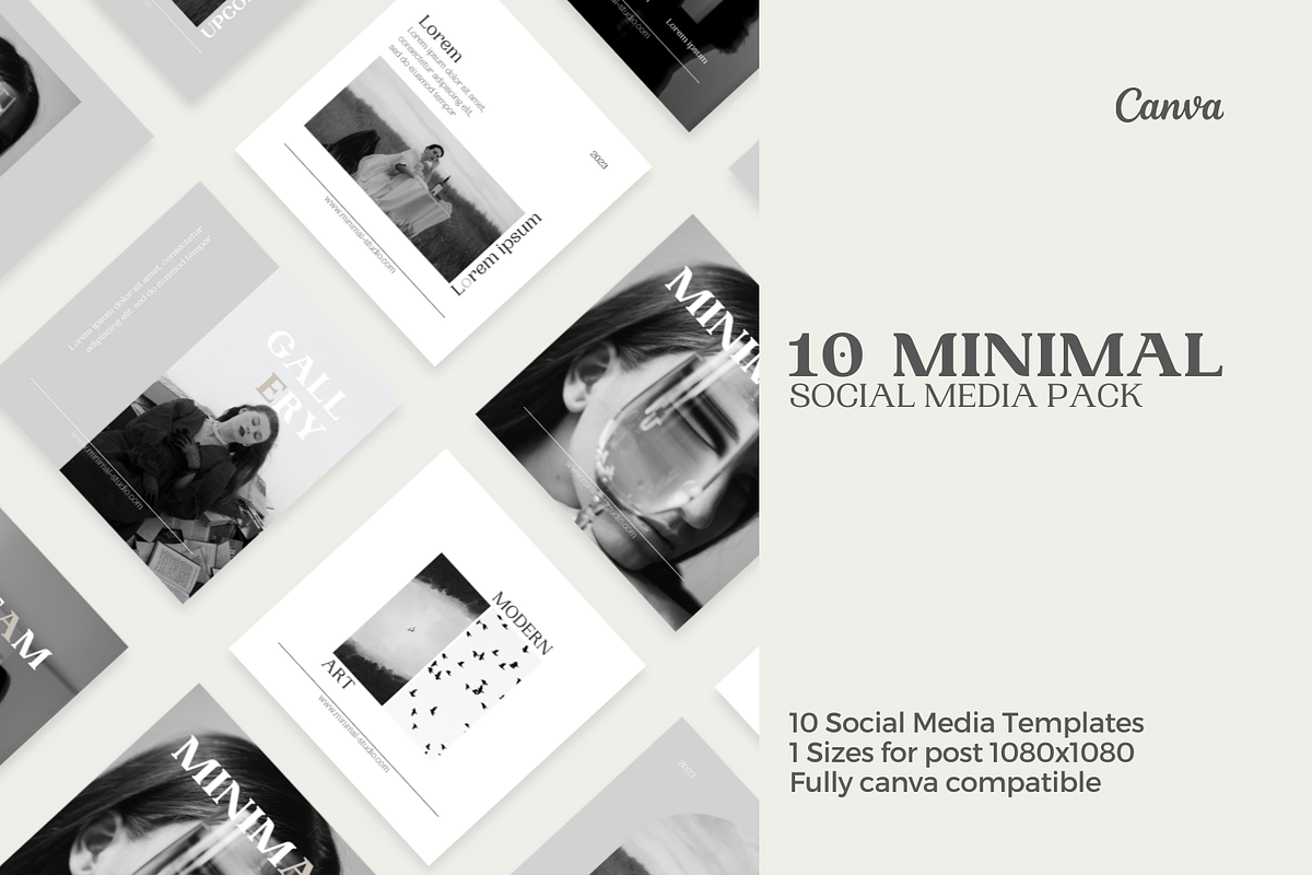 Black White Canva Template, a Social Media Template by Moodwave Studio (Photo 1 of 10)