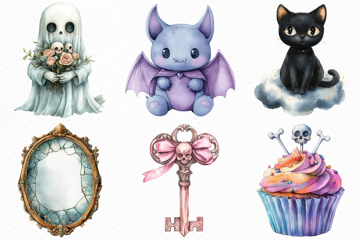 Pastel Gothic Halloween Clipart, an Illustration by Craft Nest (Photo 4 of 6)