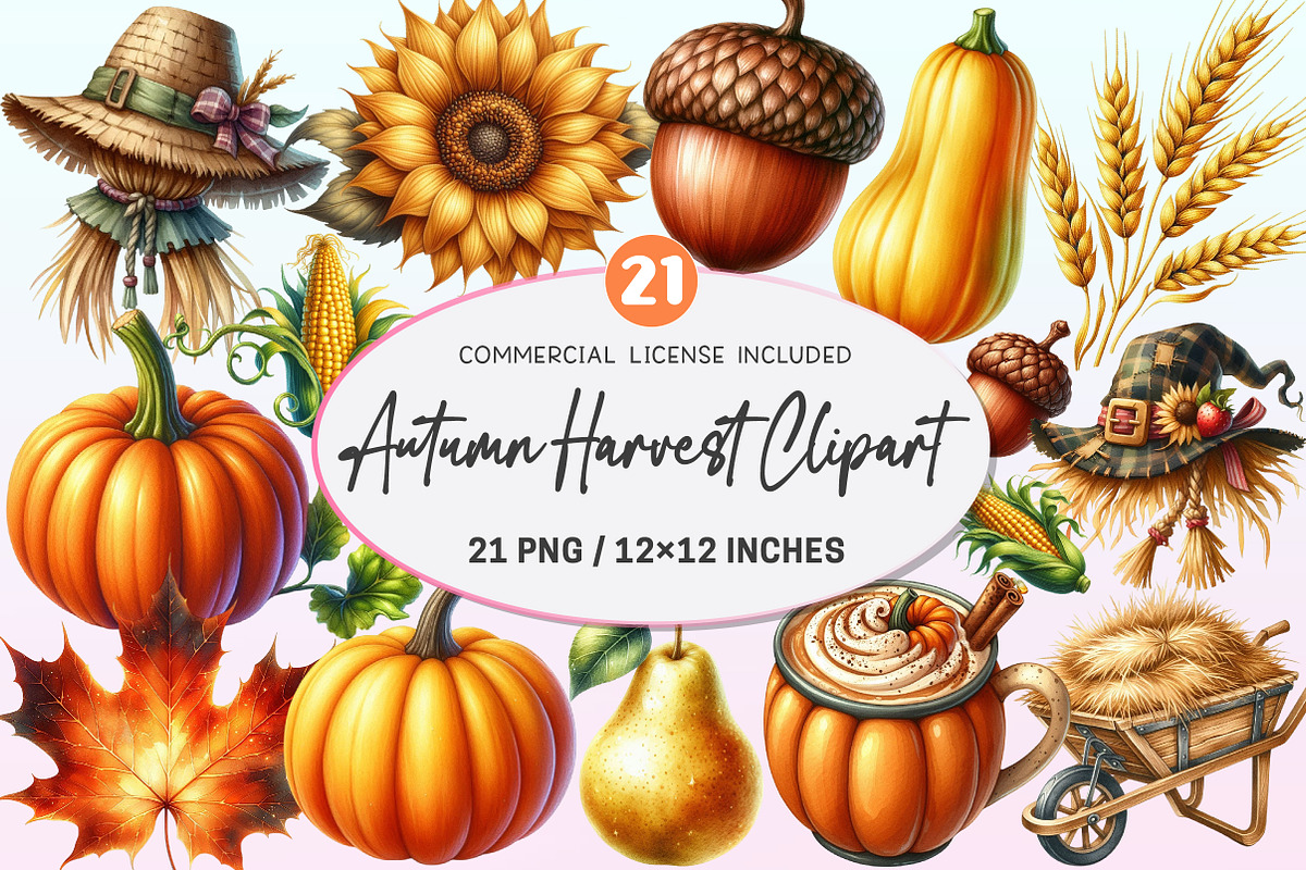 Watercolor Autumn Golden Harvest PNG, a Graphic by CitraGraphics (Photo 1 of 4)