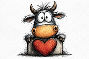 Funny Peeking Valentine Cow Clipart, an Illustration by Craft Nest (Thumbnail 11 of 11)