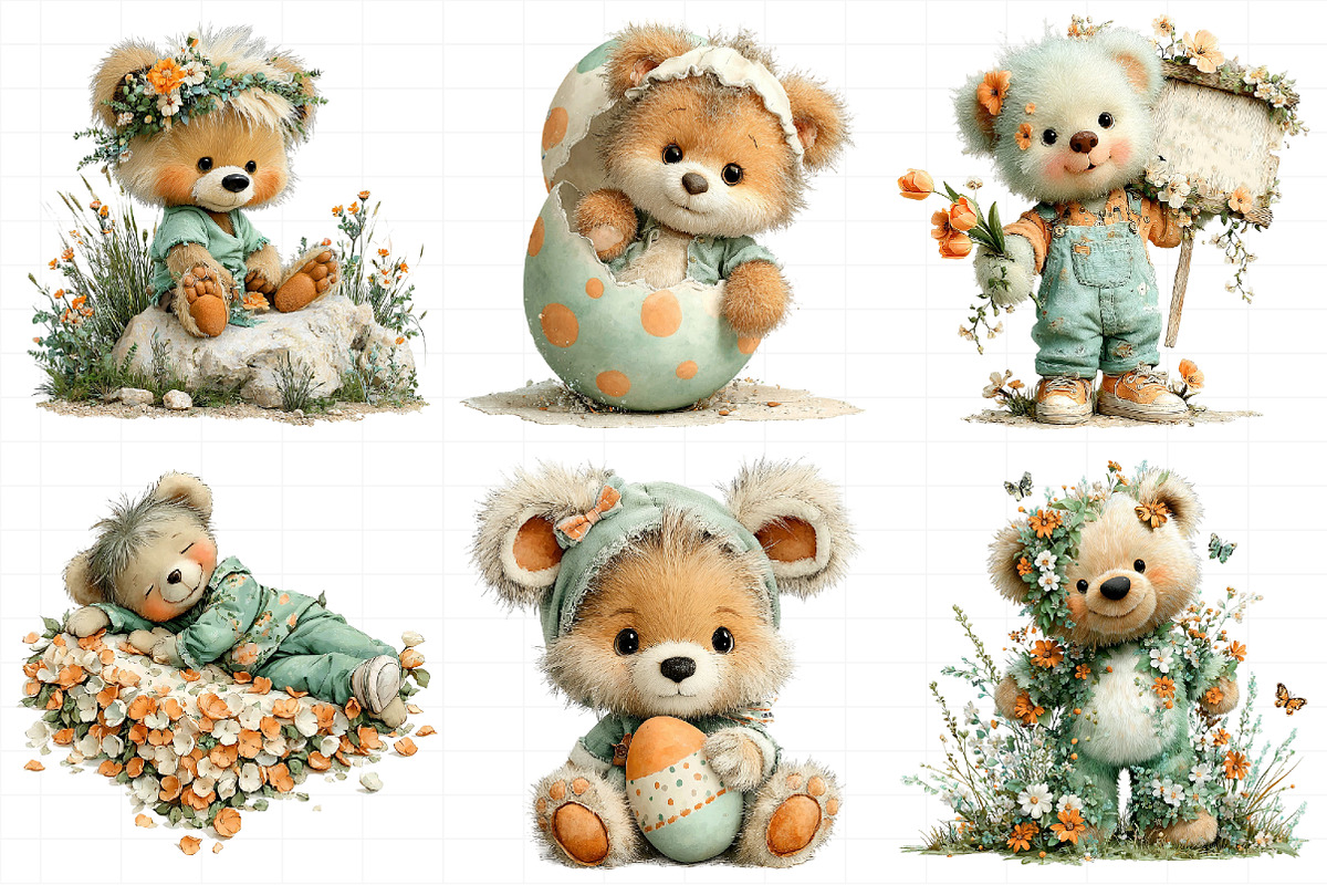 Spring Teddy Bear Illustration Bundl, an Illustration by Daily.Designs (Photo 8 of 8)
