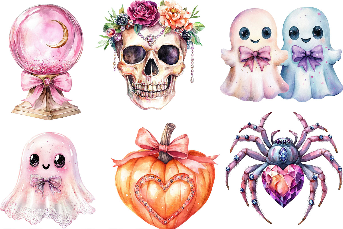 Coquette Sparkly Halloween Clipart, an Illustration by Designking (Photo 3 of 4)