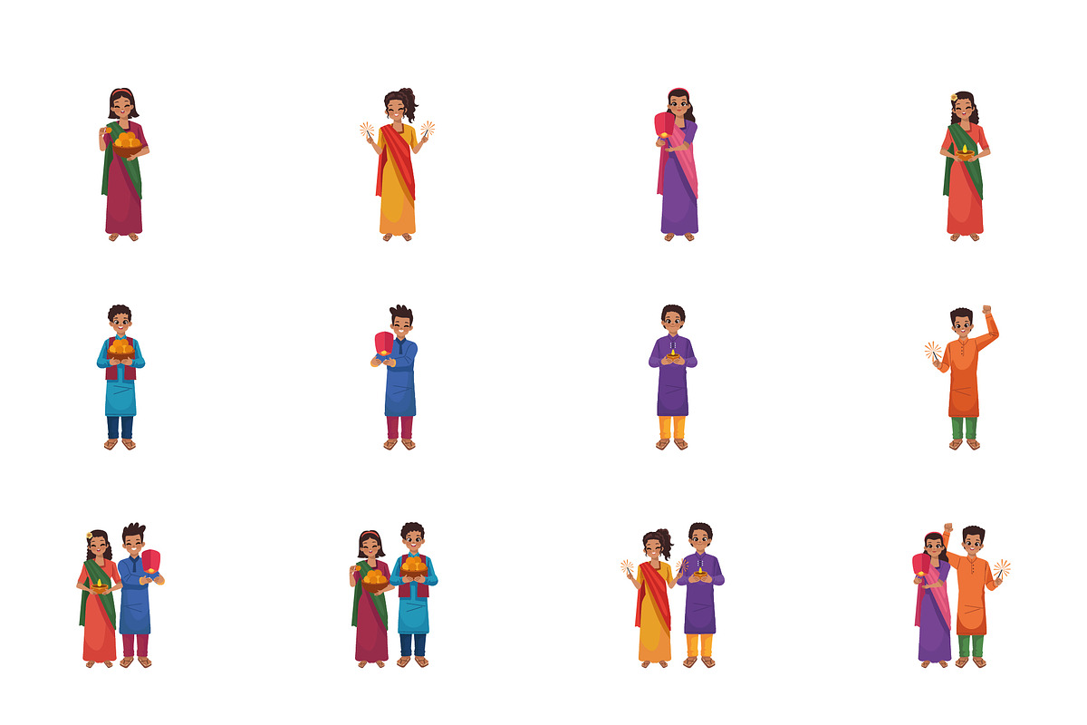 Diwali Celebration Illustration Set