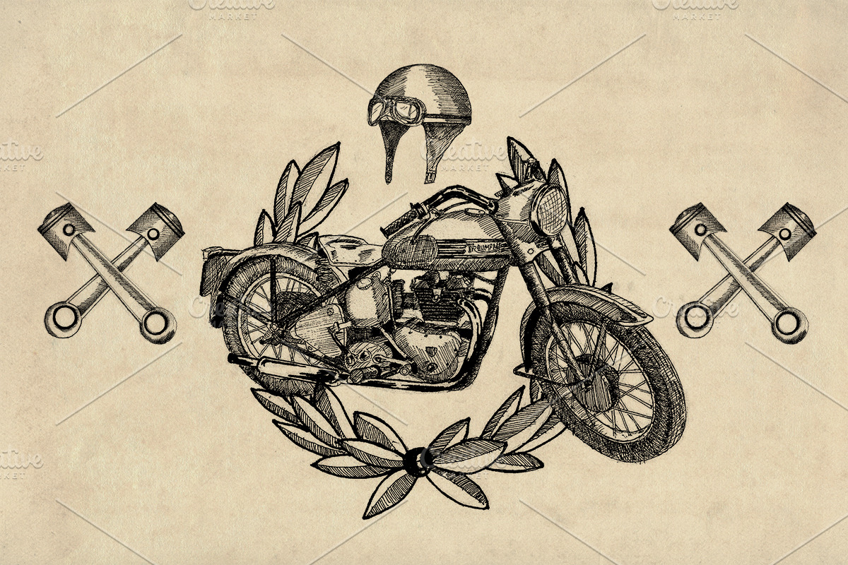 Vintage British Motorcycle Drawings, an Illustration by Doggy Days (Photo 7 of 8)