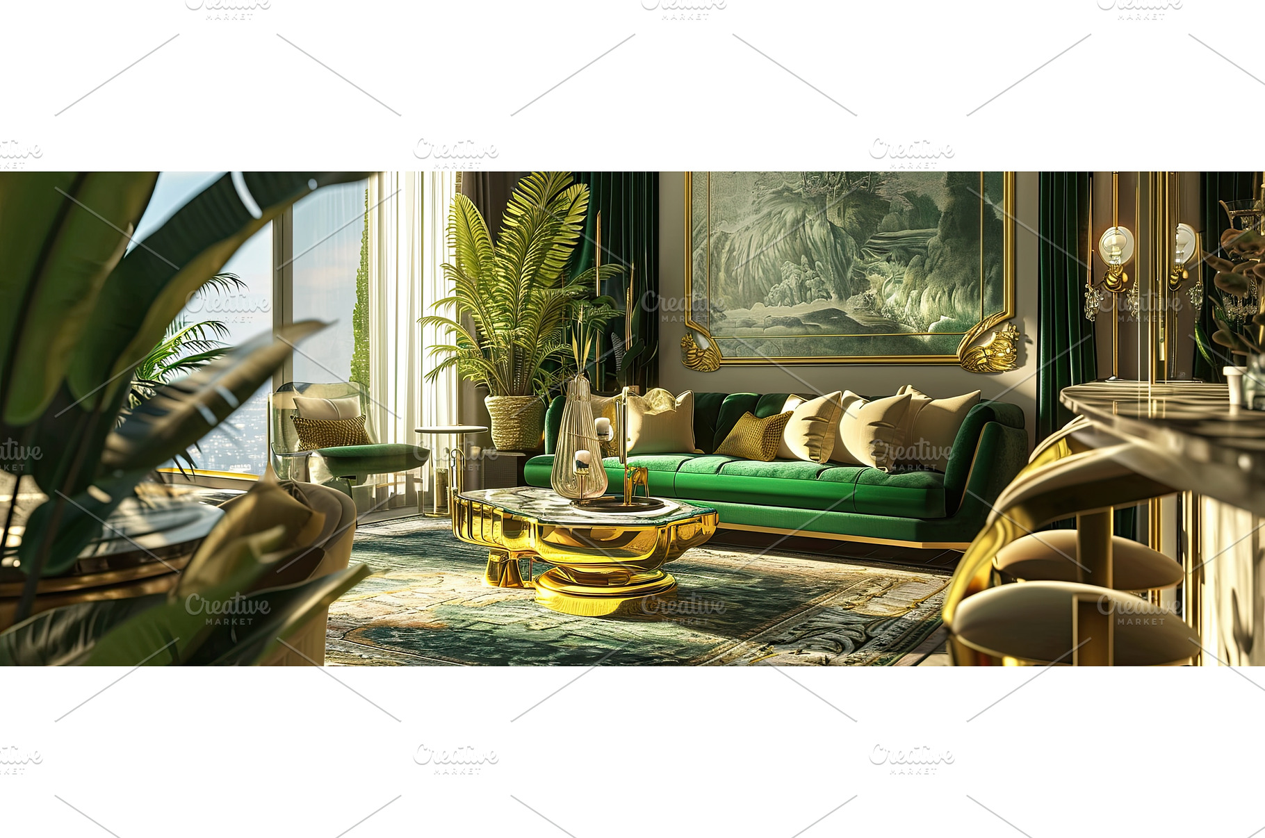 Contemporary gold and green interior, a Beauty & Fashion Photo by Neirfy