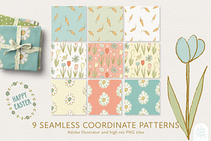 Easter Bunnies Clipart & Patterns