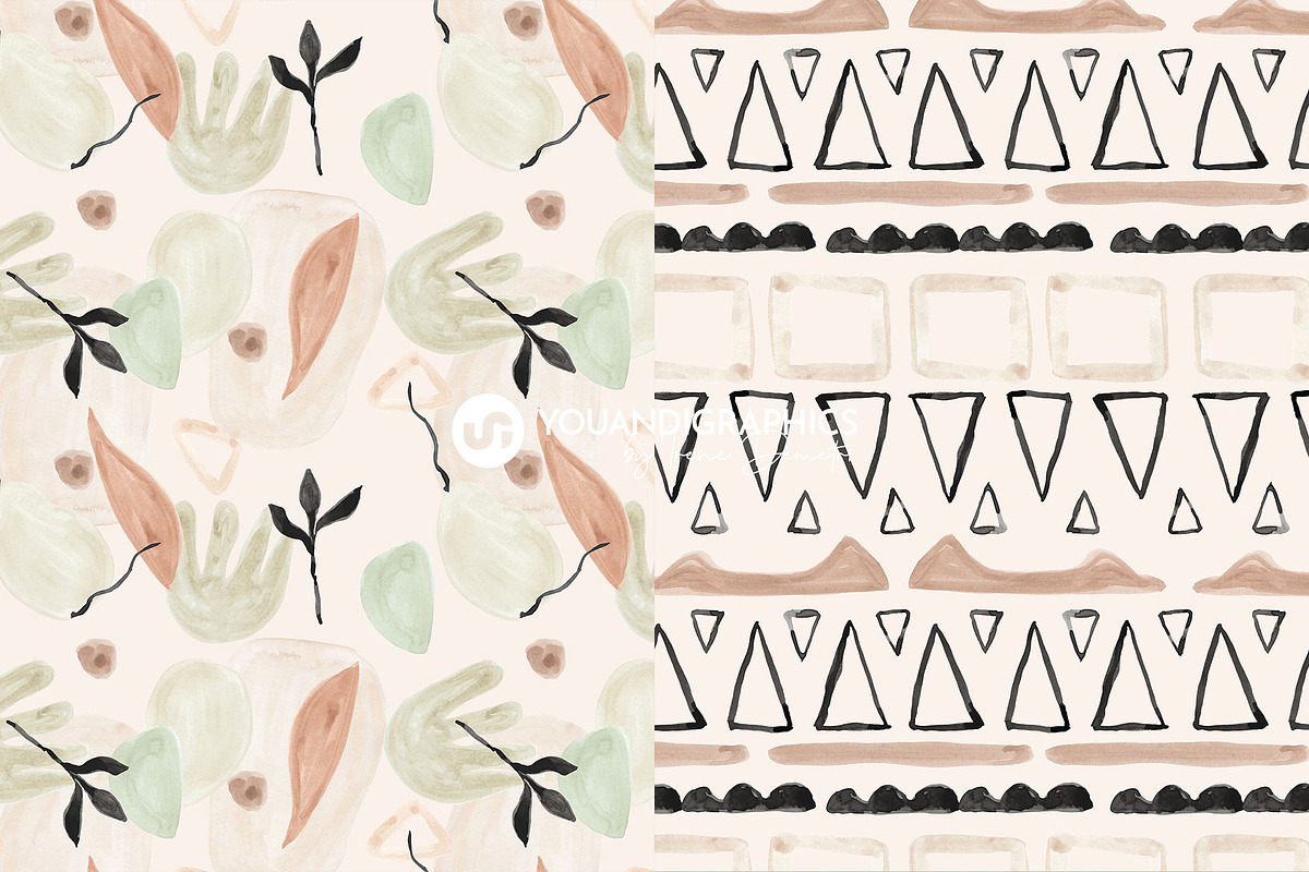 Earth Abstract Watercolor Patterns, a Pattern Graphic by Youandigraphics