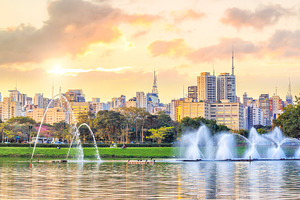 Sao Paulo skyline from Parque Ibirapuera park