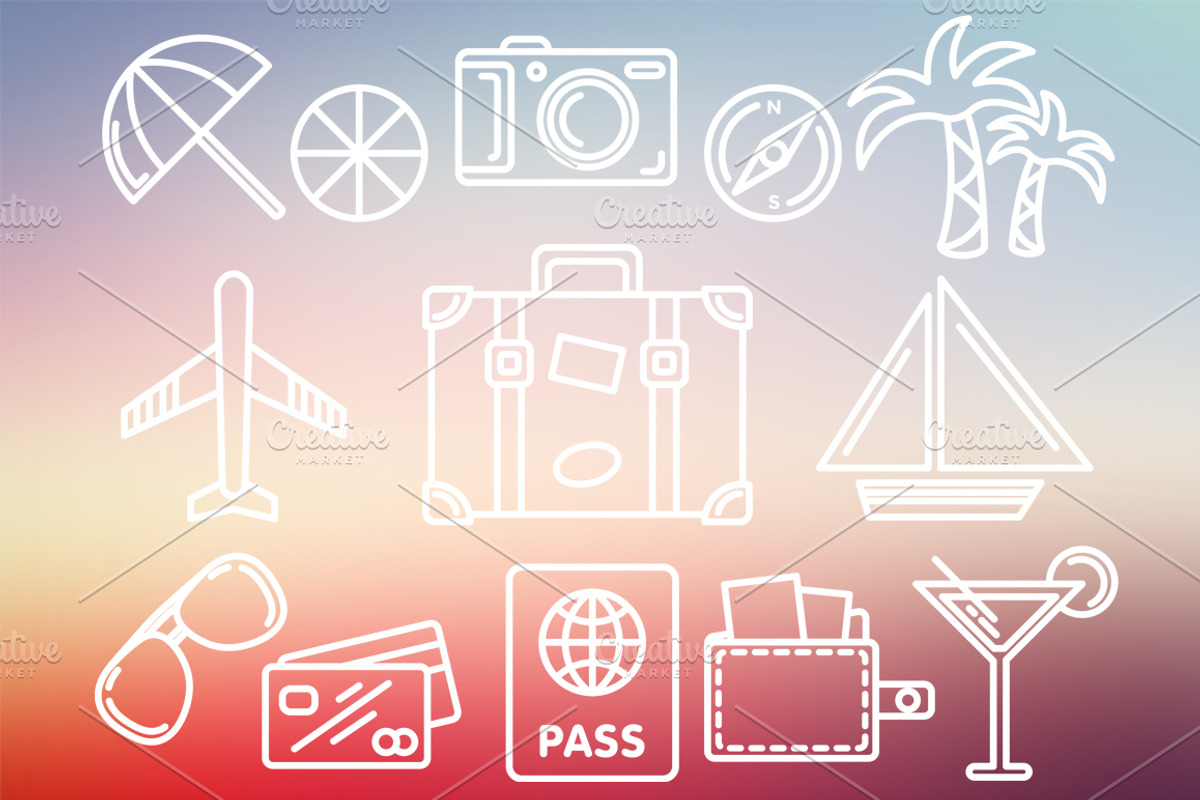 Travel Set Outlined & Colored, an Icon by DeniseUytiepo (Photo 4 of 5)