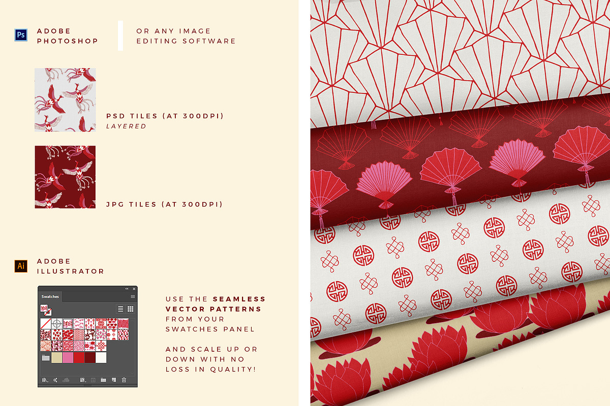 Chinese Seamless Vector Patterns, a Pattern Graphic by Youandigraphics