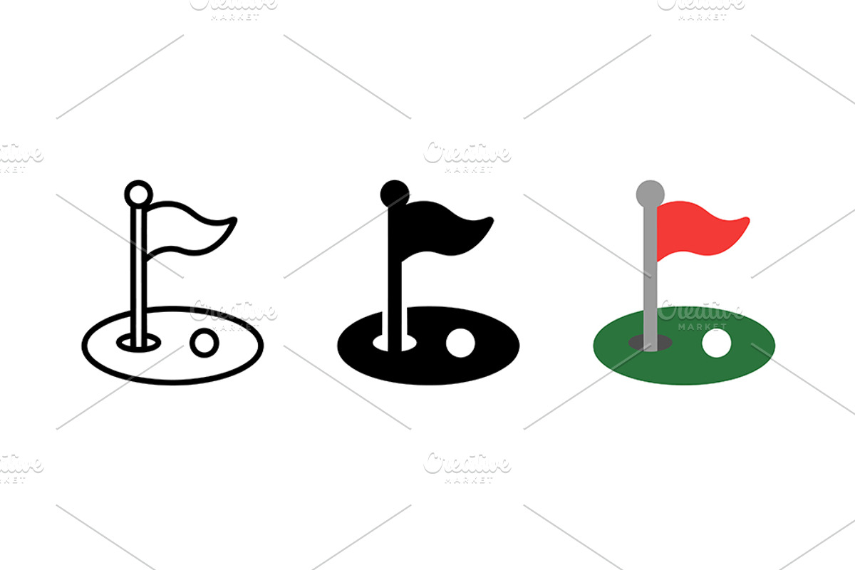 Golf Flag Hole Vector Icon Pack, a Solid Icon by Artonix (Photo 2 of 2)