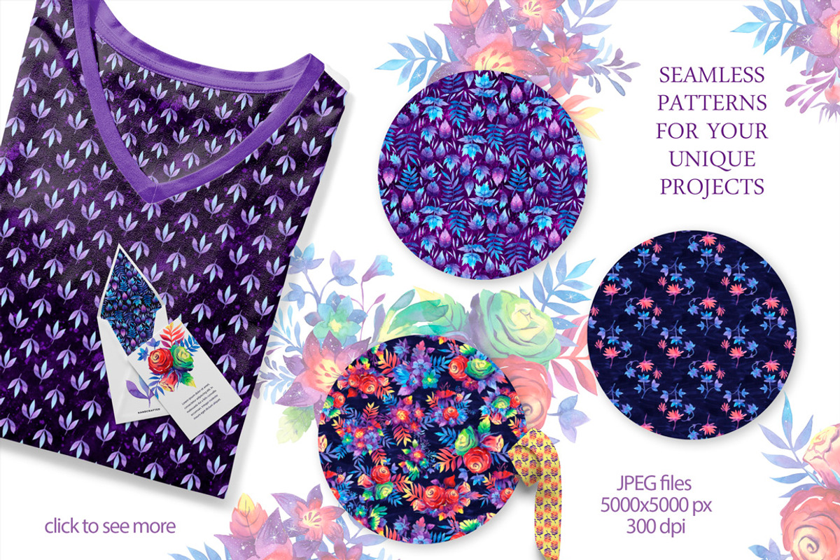 Galaxy floral watercolor collection, a Texture Illustration by UlitkaStudio (Photo 14 of 27)