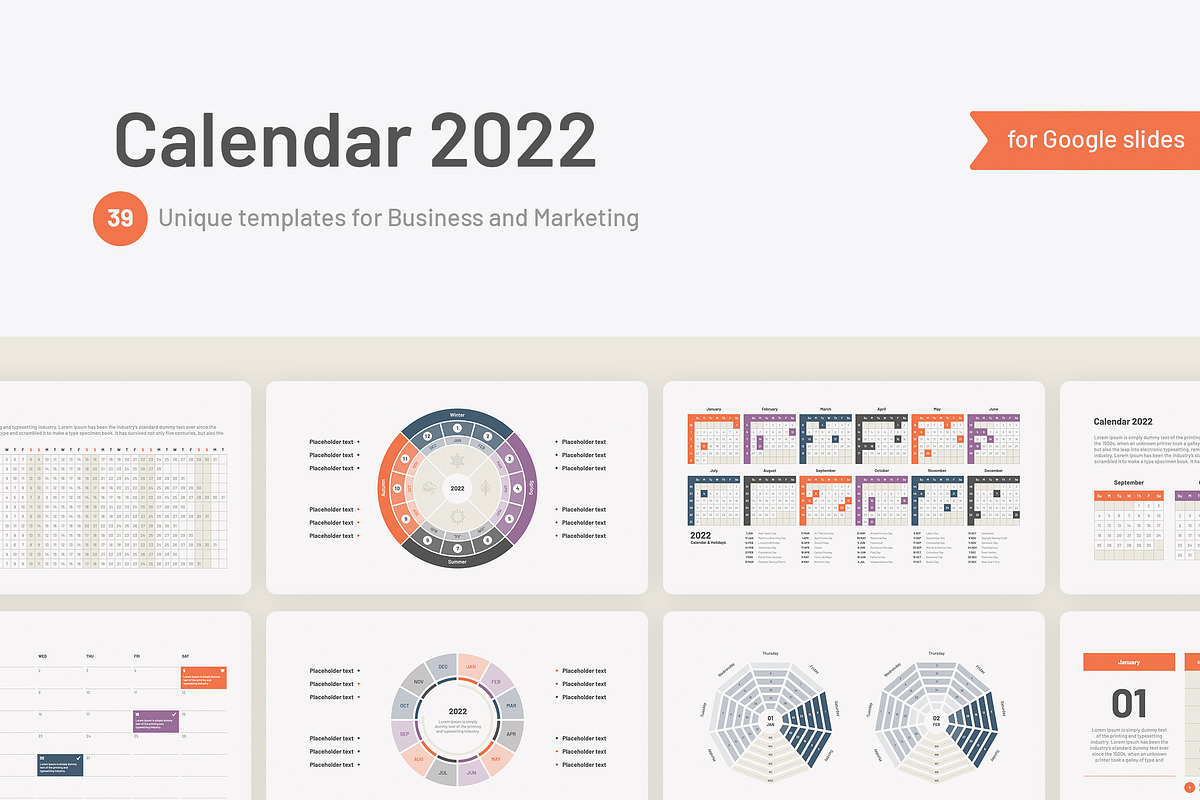 Calendar 2022 for Google Slides