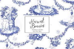 Harvest Bunnies - Toile De Jouy