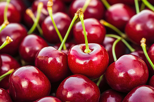 Vibrant red cherries fill the background, showcasing nature's sweet bounty in s, a Food & Drink Photo by AlyaAnd