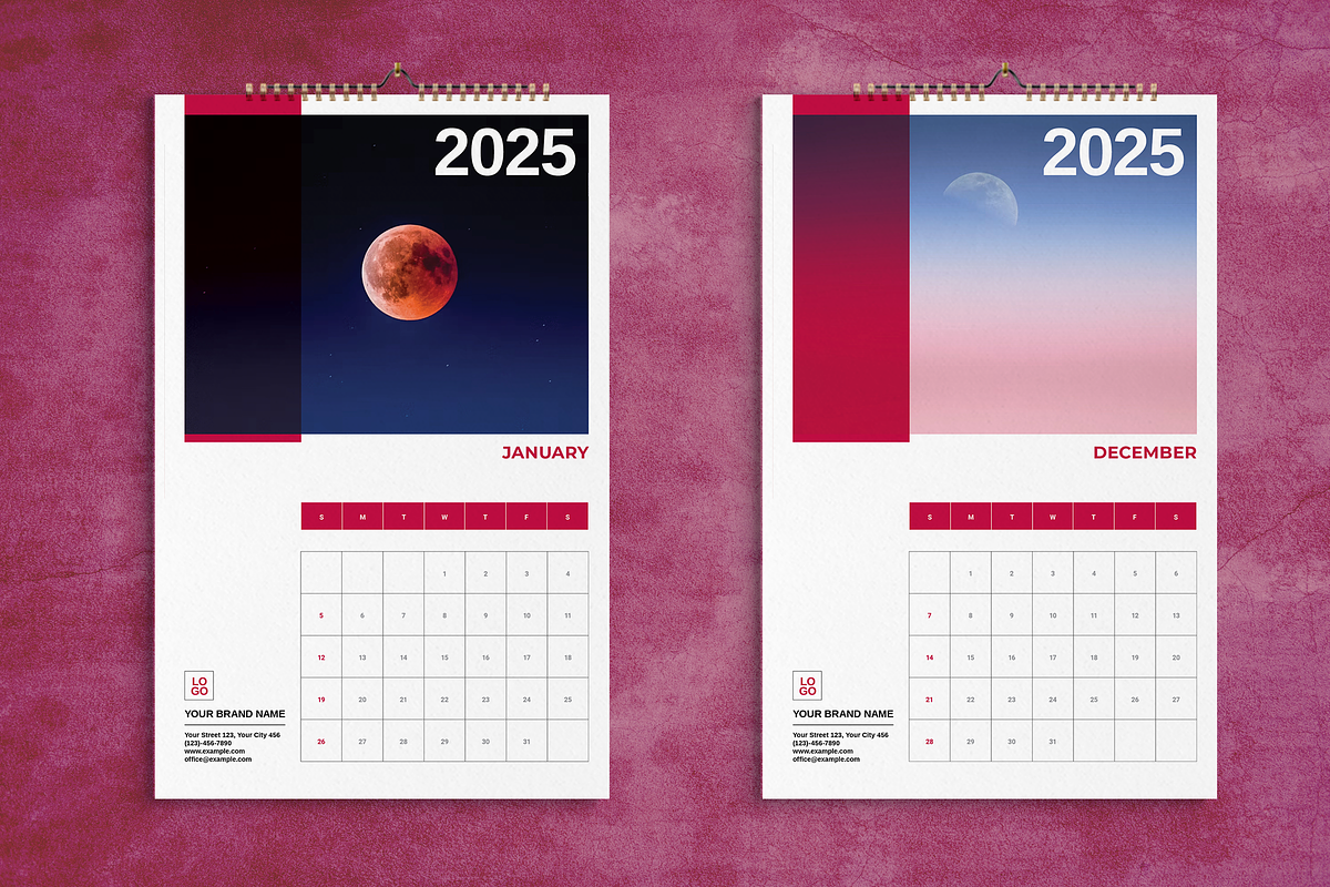 Moon and Mountain Wall Calendar 2025, a Stationery Template by Boris Cupac (Photo 1 of 5)
