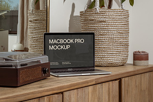 Realistic Staged MacBook Pro Mockup