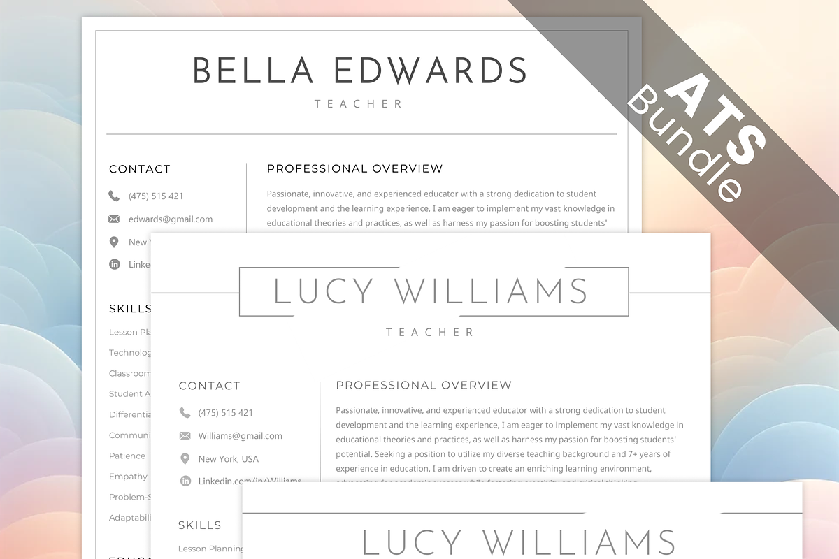 ATS Resume BUNDLE - Minimalist CV, a Resume Template by MondaySpark (Photo 1 of 10)