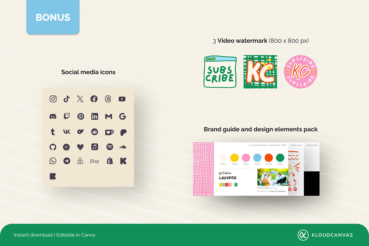 YouTube Branding Kit - Happy Doodle, a Social Media Template by KloudCanvas (Photo 4 of 7)