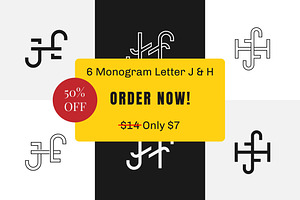 6 Variation Monogram Letter J&H