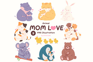 Cute Animal Hugs Illustration