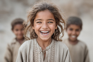 Happy afghan student enjoying outdoor playtime, a School & Education Photo by OSORIOartist
