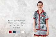 Crimson & Silver Botanical Scarf, an Object Graphic by ilustrinna (Thumbnail 3 of 9)
