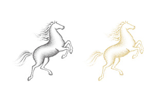 Dotted grainy gradient horses, an Illustration by Andrey Yaroslavtsev
