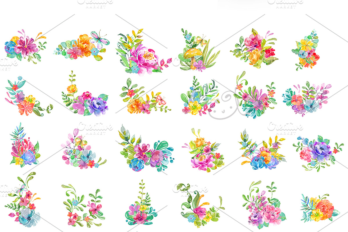 Watercolor floral collection, an Illustration by JaneLane (Photo 2 of 3)