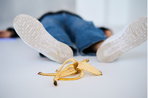 Person slips and falls on banana, an Industrial Photo by Gladkov photography