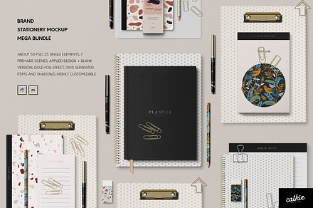 Brand Stationery Mockup Bundle, a Pens & Pencil Mockup by Catkie - Digital Art