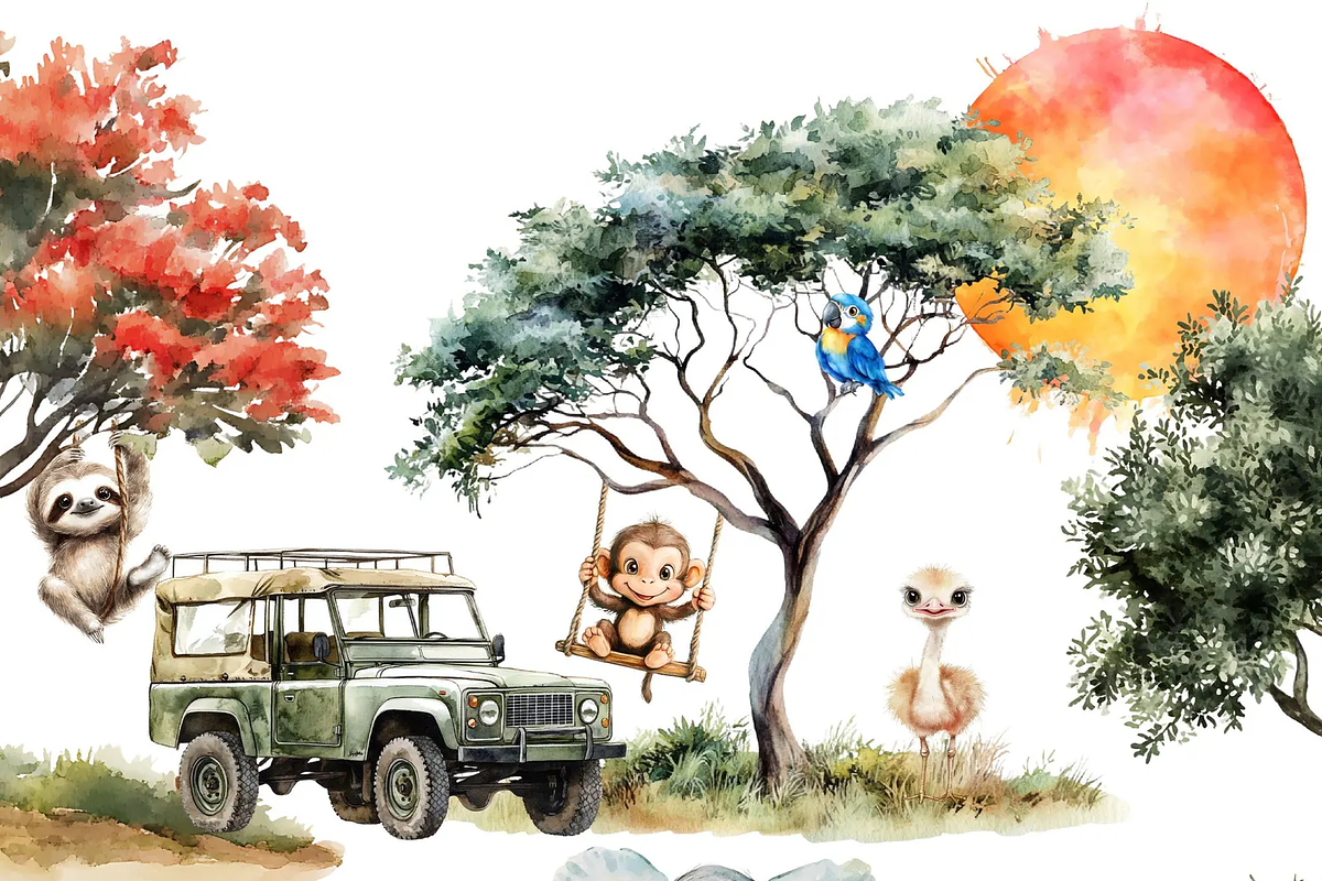 Watercolor Safari Animals Clipart, an Animal Illustration by savvy graphics & stock (Photo 3 of 3)