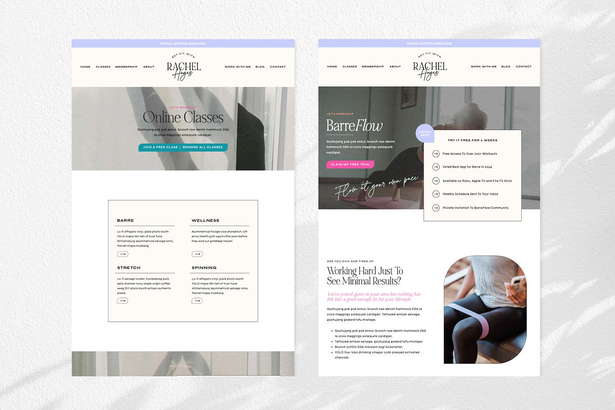 Fitness Studio Website Template, a Websites & App Template by Sugar Studios (Photo 2 of 7)