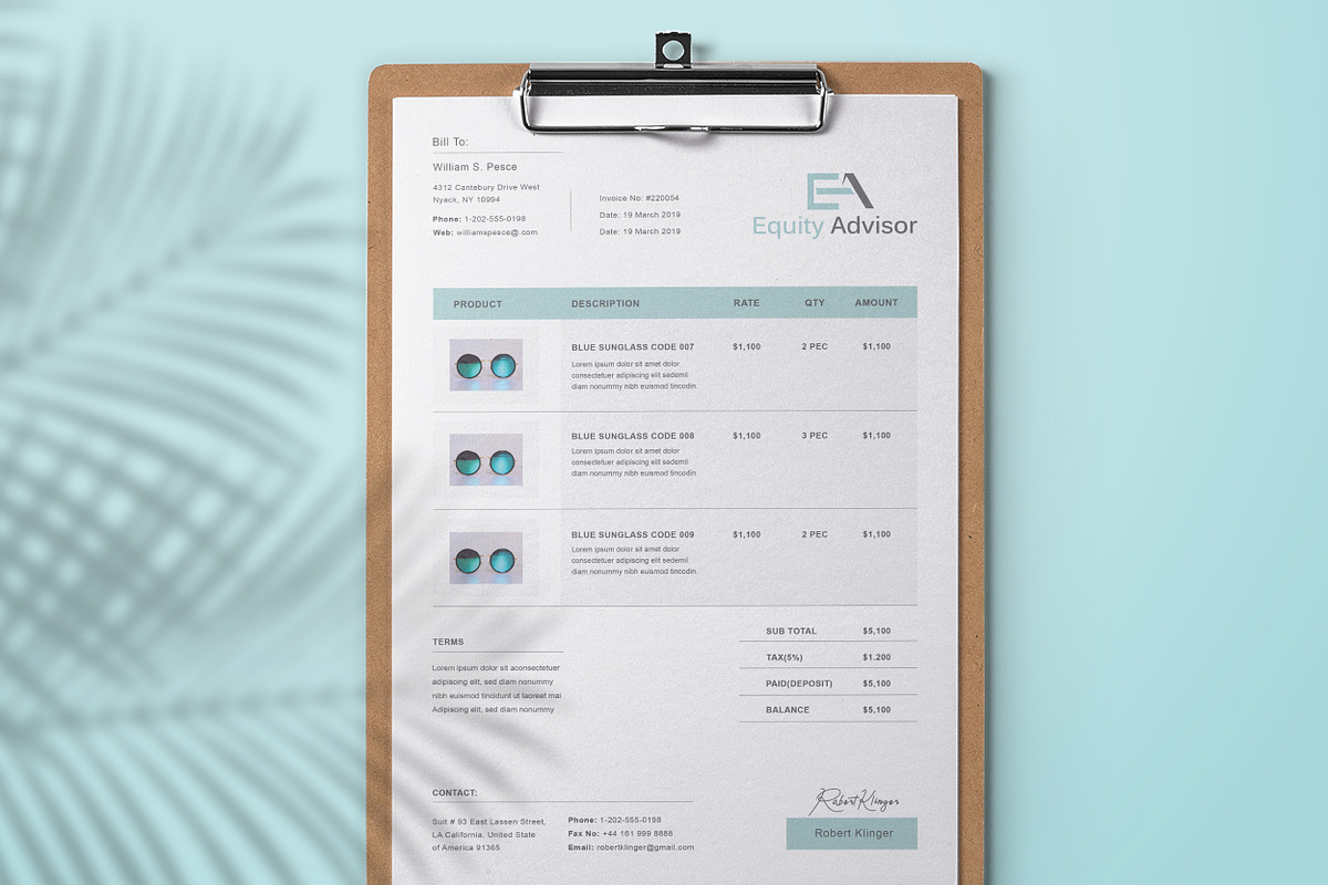 Clean Invoice Form, a Stationery Template by TelaTemplates (Photo 7 of 8)