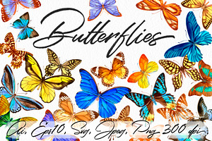 34 Butterflies - Vector Watercolor