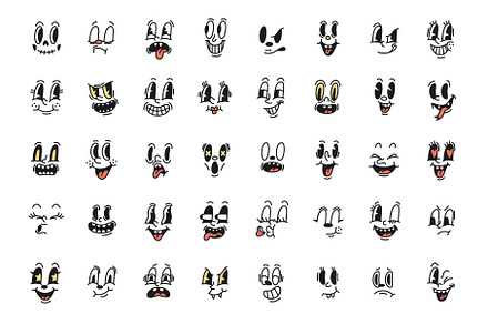Comic retro faces. Vintage toons, an Illustration by YummyBuum