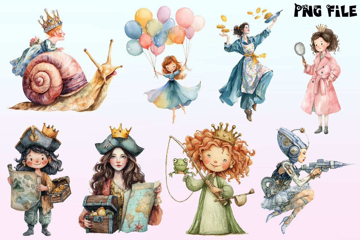 Watercolor Quirky Funny Princess, a Graphic by CitraGraphics (Photo 3 of 4)