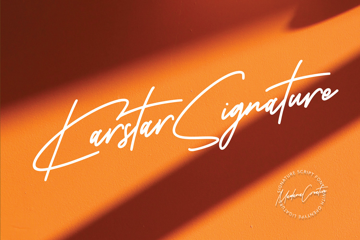 Karstar Signature Font, a Script Font by Maulana Creative (Photo 1 of 10)