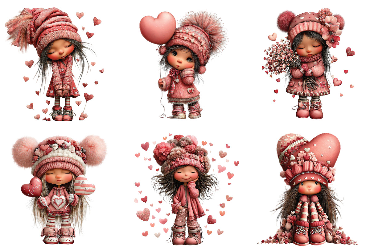 Whimsical Valentines Gnome Girl PNG, an Illustration by CraftArtStudio (Photo 4 of 6)